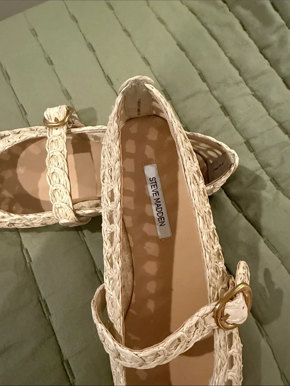 Beige Woven Mary Jane Flats - Steve Madden
